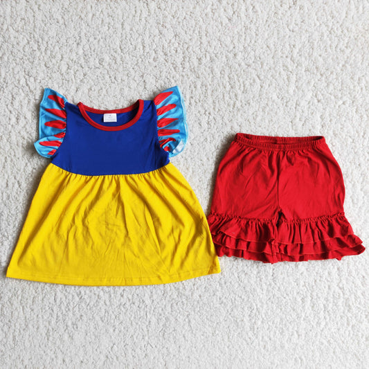 C8-23 Kids girls clothes  flying sleeves top with shorts set-promotion 2024.4.13 $5.5