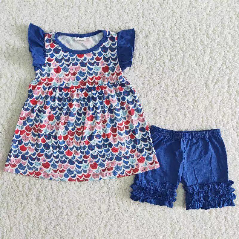 C9-1 Kids girls clothes flying sleeves top with shorts set-promotion 2024.5.25 $2.99