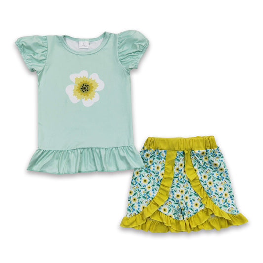 C9-2 kids girl summer set short sleeve top with shorts outfit