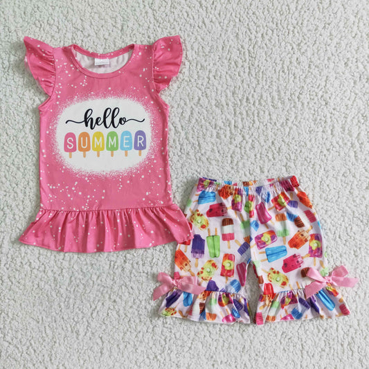 D10-11 Kids girls clothes short sleeve top with shorts promotion 2024.4.15 $5.5