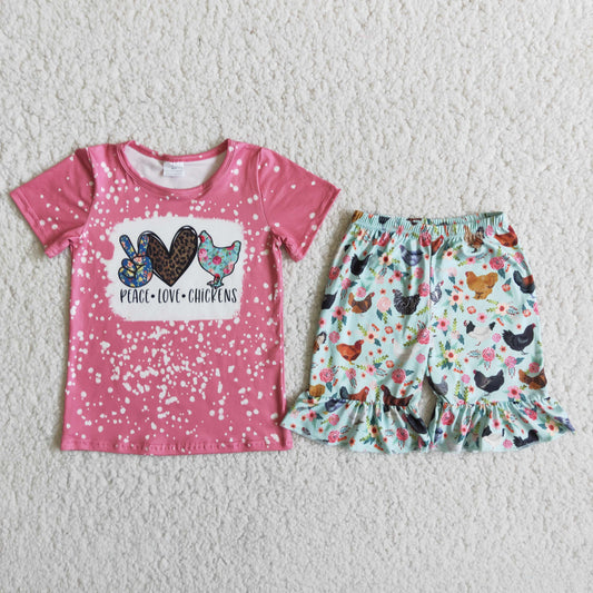 D10-14 Kids girls clothes short sleeve top with shorts promotion 2024.4.15 $5.5