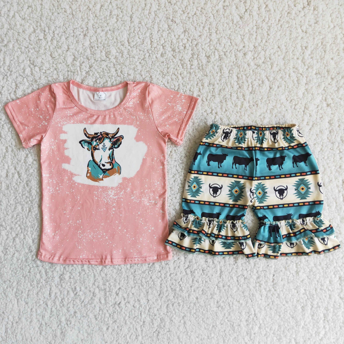 D11-16 Kids girls clothes short sleeve top with shorts promotion 2024.4.15 $5.5