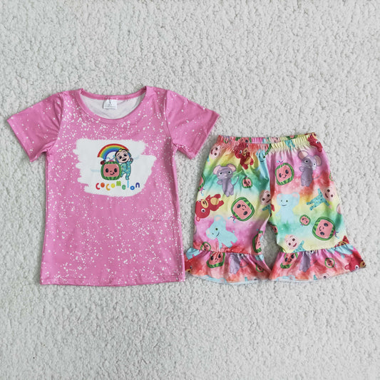 D11-17 Kids girls clothes short sleeve top with shorts promotion 2024.4.15 $5.5