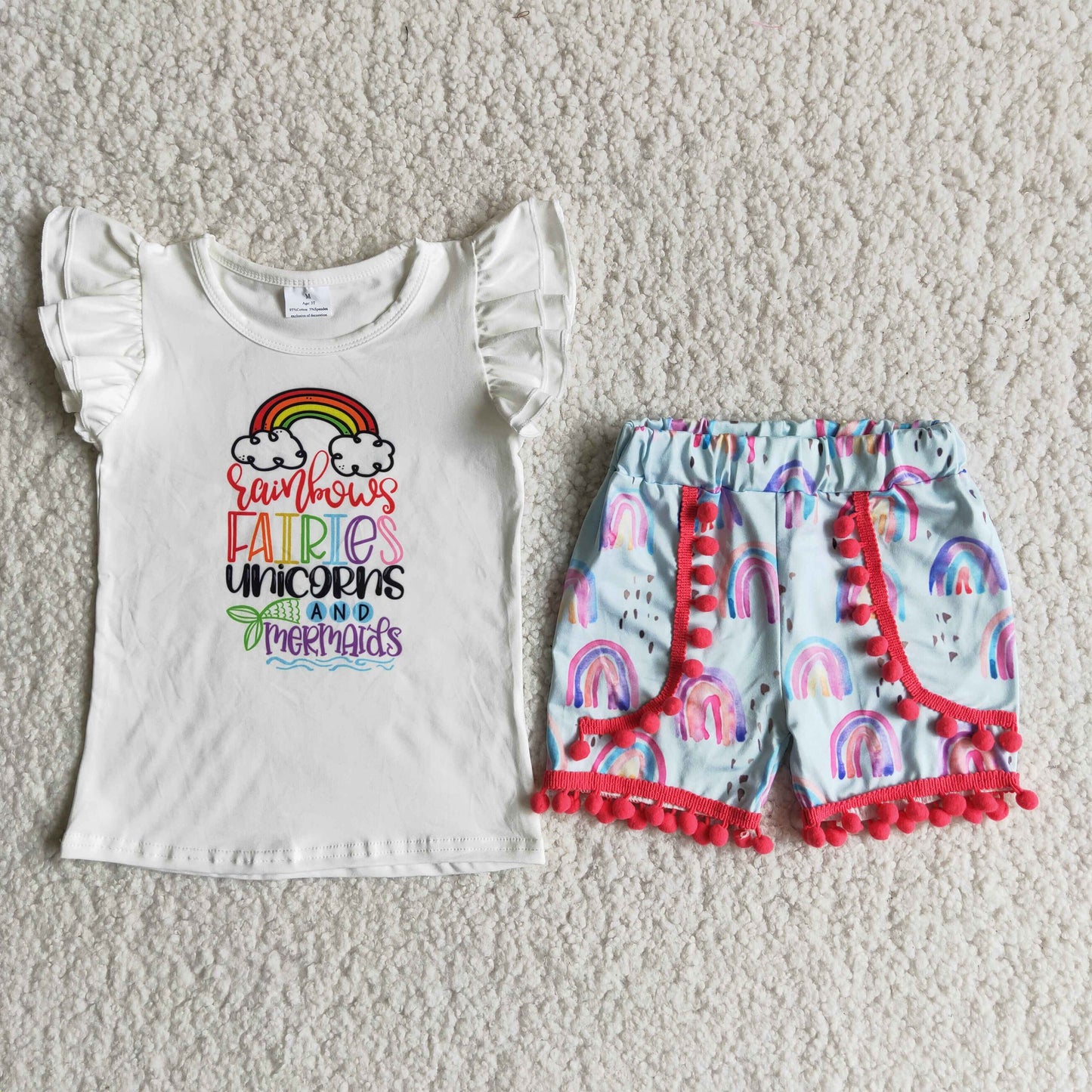 D11-29  Kids girls clothes flying sleeves with shorts set-promotion  2024.4.20 $5.5