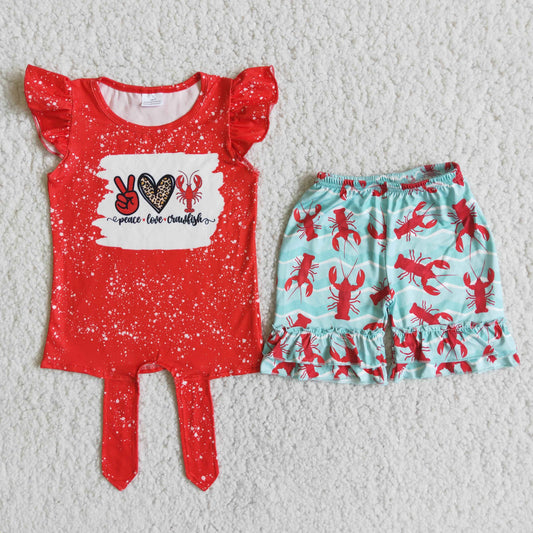 D12-13  Kids girls clothes flying sleeves with shorts set-promotion  2024.4.20 $5.5