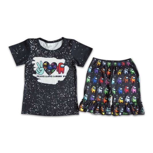 D12-2 kids girl summer set short sleeve top with shorts outfit