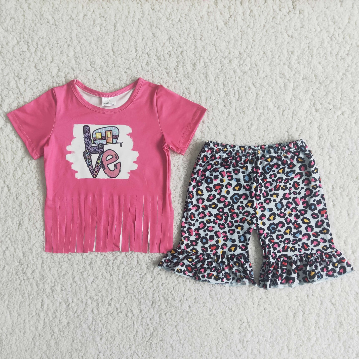 D12-30 Kids girls clothes short sleeve with shorts set-promotion 2024.4.27 $5.5