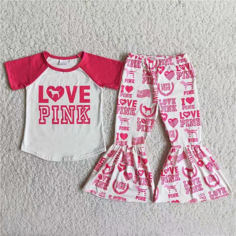 D13-27 Kids girls clothes short sleeves top with trousers set-promotion 2024.7.13 $2.99