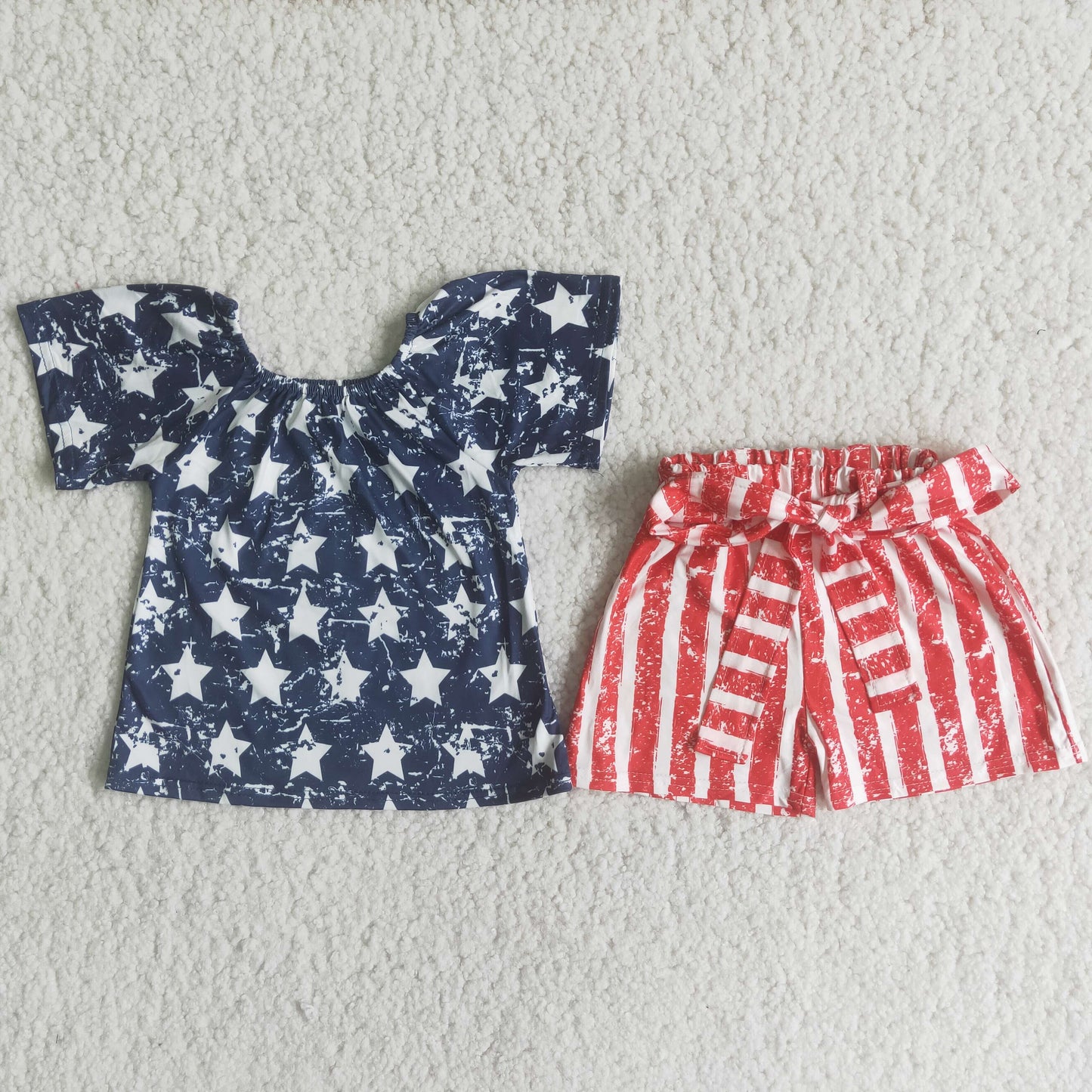 D13-29  Kids girls clothes short sleeves with shorts set-promotion  2024.5.18 $5.5