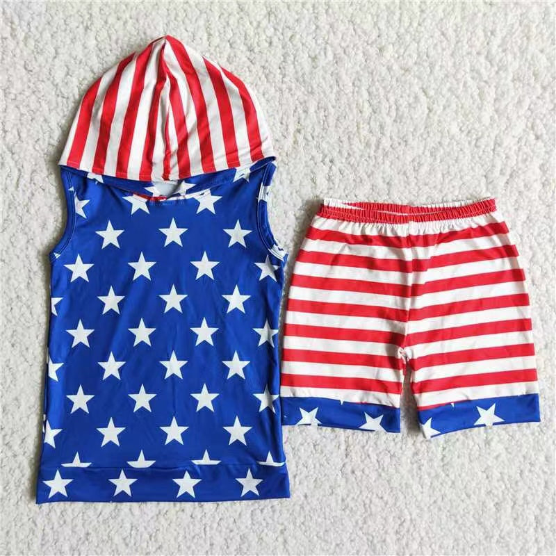 D13-30  Kids boys clothes shoulder  sleeves with shorts set-promotion  2024.5.18 $5.5