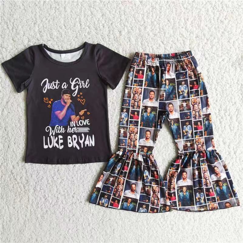 D2-18  Kids girls clothes  short sleeves top with trousers set-promotion 2024.6.22 $2.99