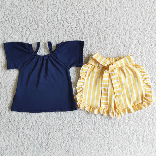 D4-28 Kids girls clothes short sleeves top with shorts set-promotion 2024.4.5 $5.5