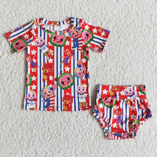 D4-5 Kids girls clothes short sleeve with briefs set-promotion 2024.4.27 $5.5