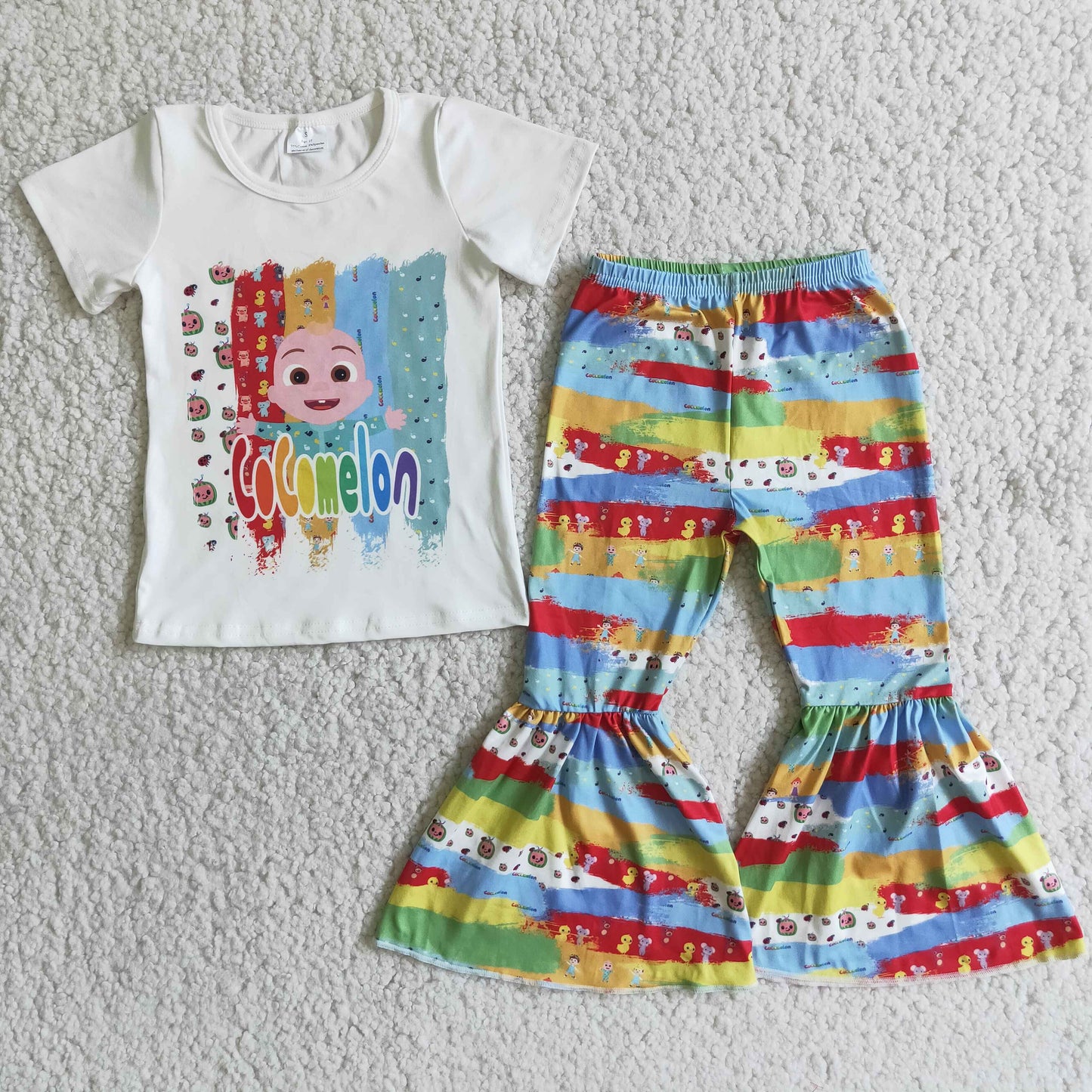 D6-1  Kids girls clothes  short sleeves top with trousers set-promotion 2024.6.22 $2.99