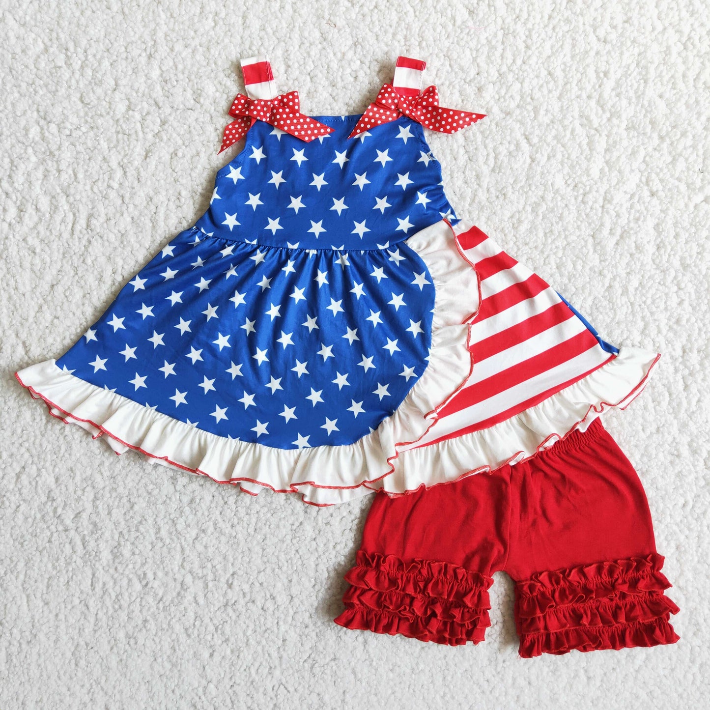 D7-1  Kids girls clothes shoulder strap top with shorts set-promotion  2024.5.18 $5.5