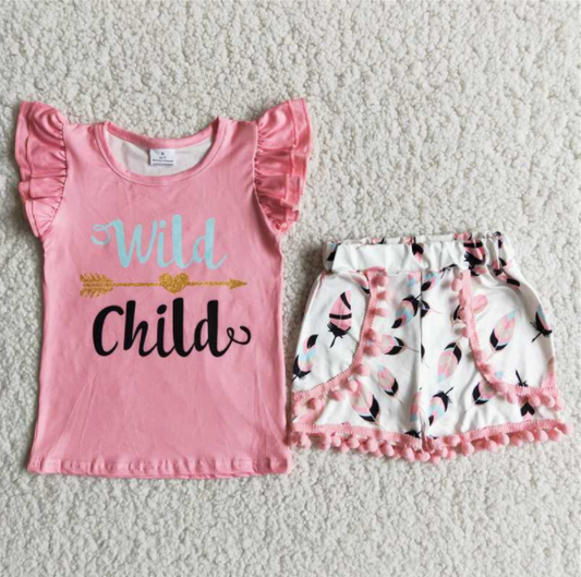 D8-11 Kids girls clothes short sleeve top with shorts promotion 2024.4.15 $5.5