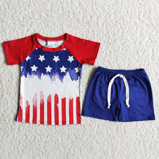 D9-14  Kids boys clothes shoulder short sleeves with shorts set-promotion  2024.5.18 $5.5