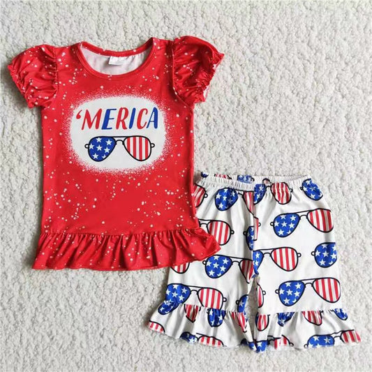 D9-17  Kids girls clothes puff sleeves with shorts set-promotion  2024.5.18 $5.5