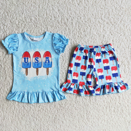 D9-29  Kids girls clothes puff sleeves with shorts set-promotion  2024.5.18 $5.5