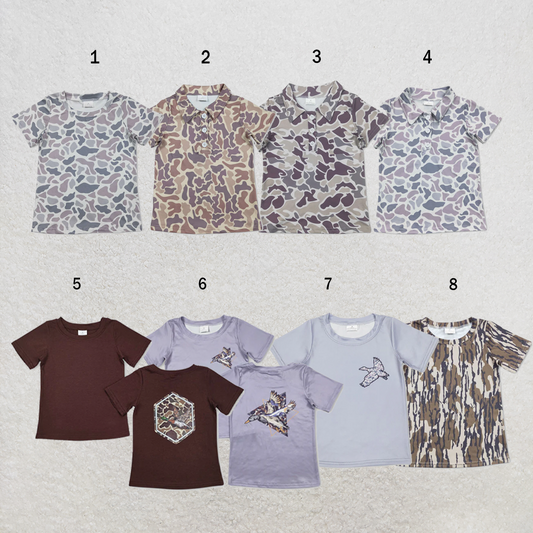 USA Warehouse (IN STOCK) Sibling Boys Hunting Camo Polo Shirts & Printed Toddler T-Shirts