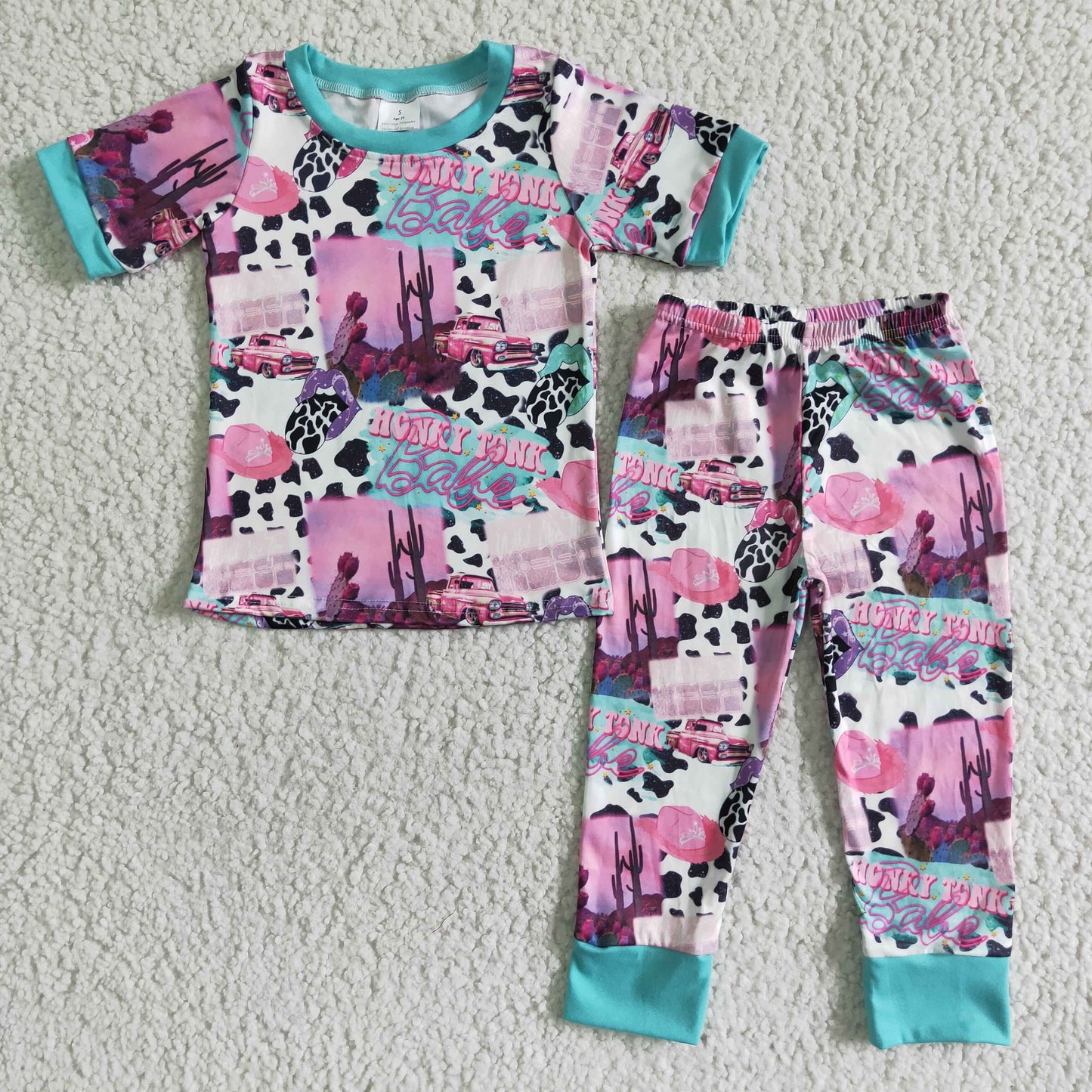 3.21 E11-4 RTS No Moq Clearance Baby Girls Summer short sleeve pants legging pajamas clothing sets