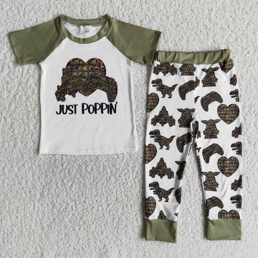 E12-16  Kids boys clothes  short sleeves top with trousers set-promotion  2024.6.1 $5.5