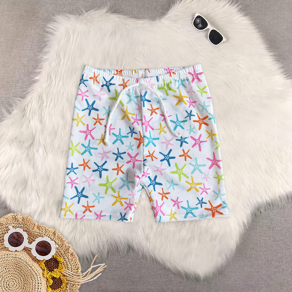 8.14  RTS Sibling Starfish print kids boy summer swimsuit trunks