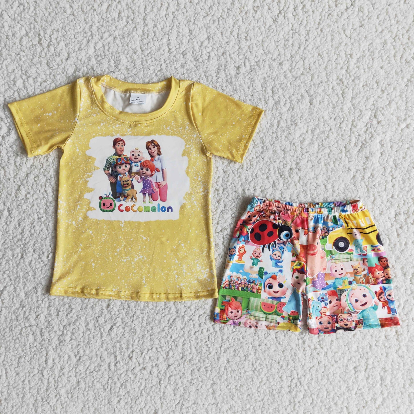 E13-3 Summer kids boutique clothes set short sleeve top with shorts set