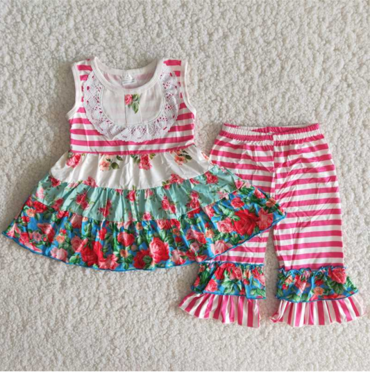 E2-11 Kids girls clothes sleeves top with shorts set-promotion 2024.7.13 $2.99