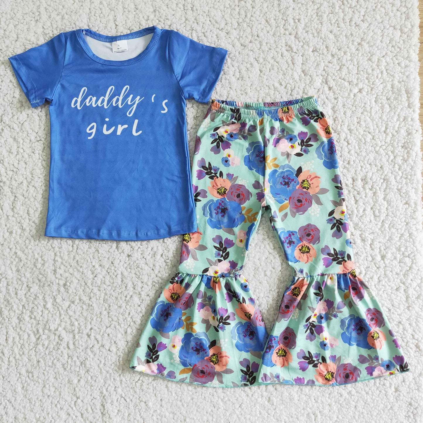 3.14 E2-4 RTS No Moq Clearance Baby Girls Summer Daddy's girl shirt floral pants