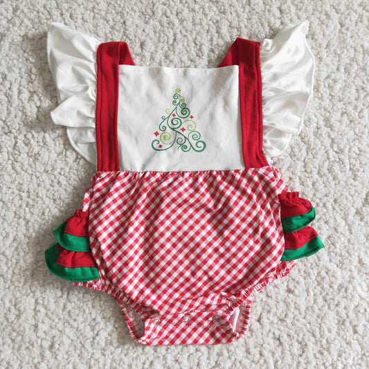 10.29 E3-28- RTS No Moq Clearance Baby Girls Winter Christmas tree bubble rompers