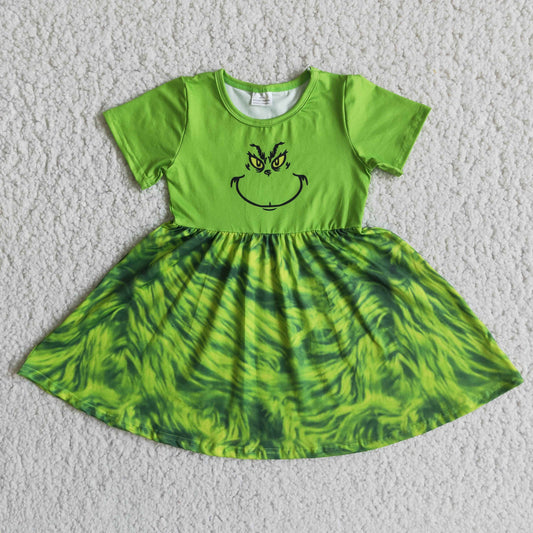 E3-3 Girls green short sleeve dresses