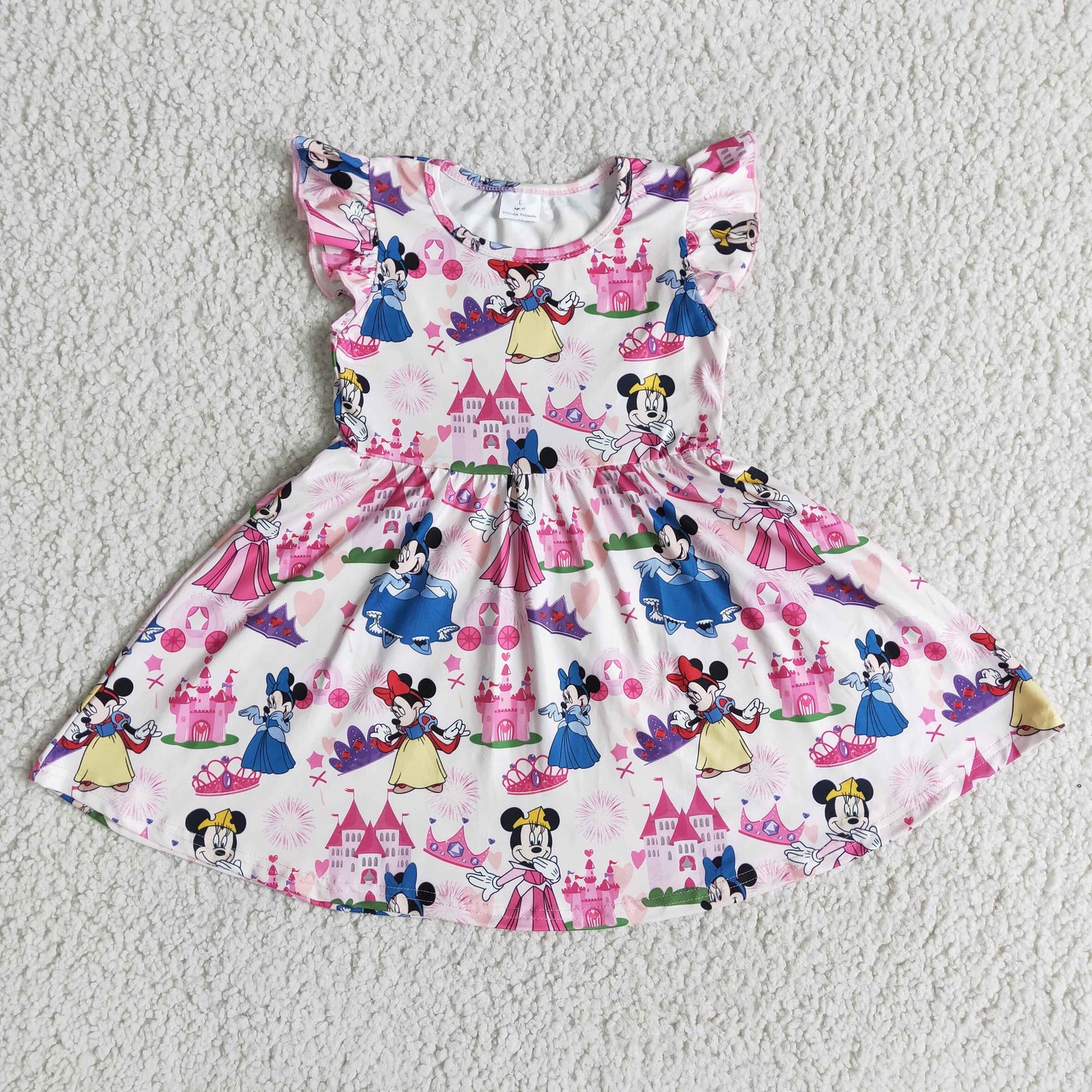 4.30 E6-5Cute mouse print flutter sleeve baby girls boutique dresses