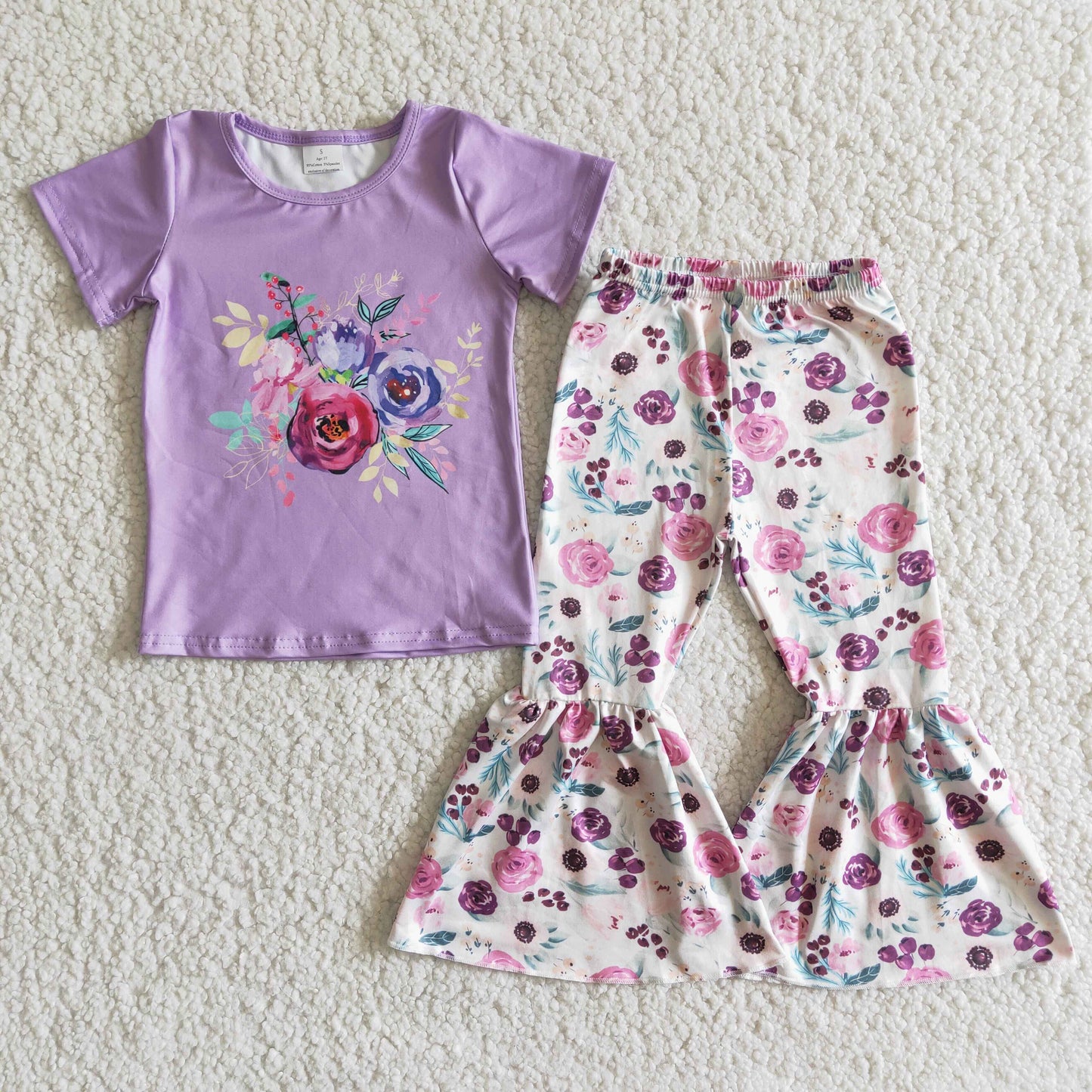 E7-3 kids boutique clothes set short sleeve top with pants set