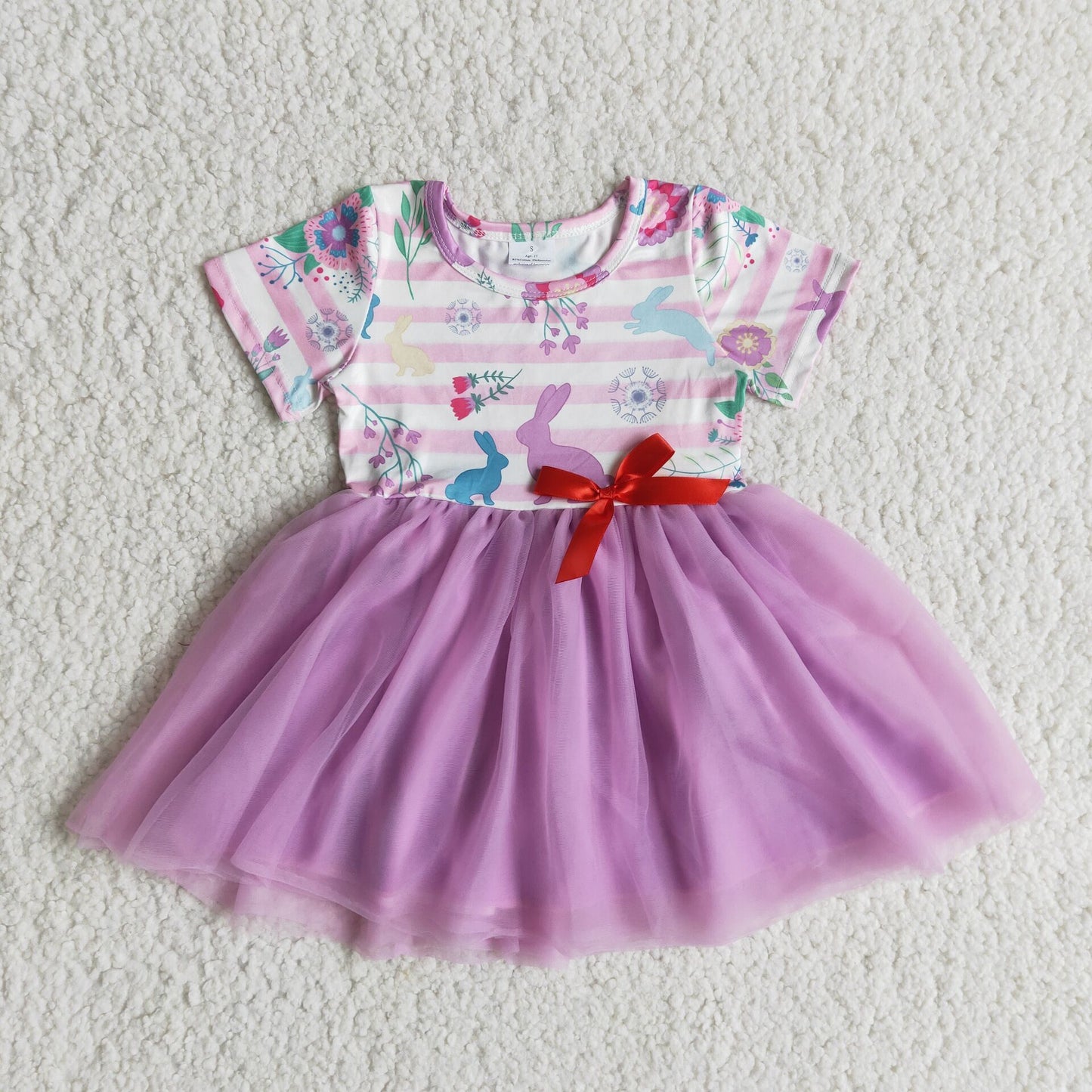 1.17 E9-26 Baby Girls Winter Dresses baby girls Easter bunny lavender tutu dresses