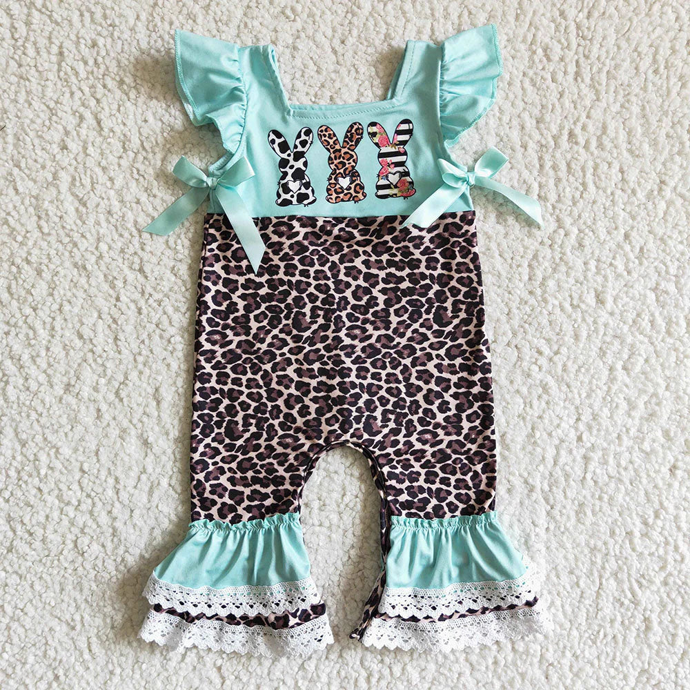 12.30 RTS Sibling Baby Girls Easter Rabbits Spring Rompers