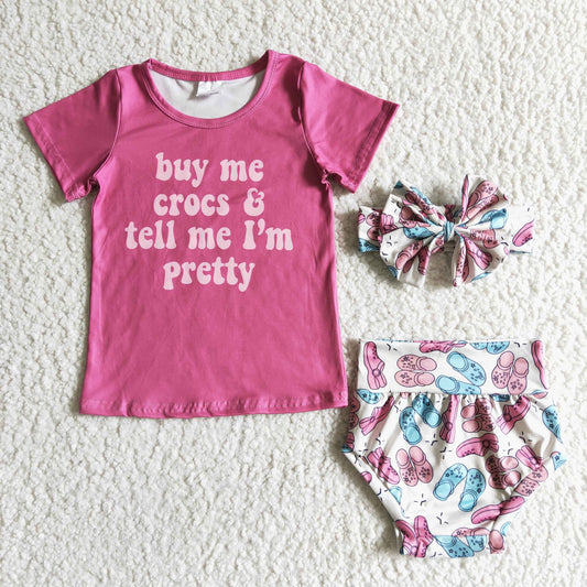 GBO0003  Kids girls clothes short sleeves top with briefs set-promotion 2024.6.8 $5.5