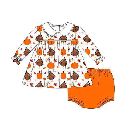 No moq GBO0409 Pre-order Size 0-3m to 3t baby girls clothes long sleeve top with briefs kids summer set
