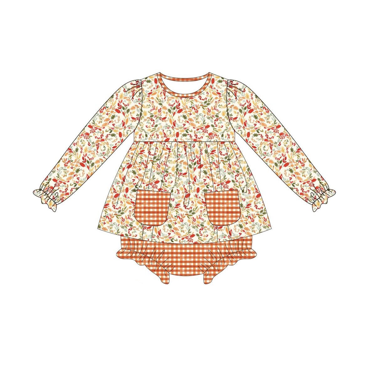 No moq GBO0419 Pre-order Size 0-3m to 3t baby girls clothes long sleeve top with briefs kids summer set