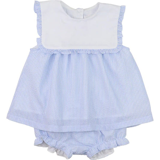 4.23 GBO0475 Pre order Light blue stripe tunic bummies baby girls clothes