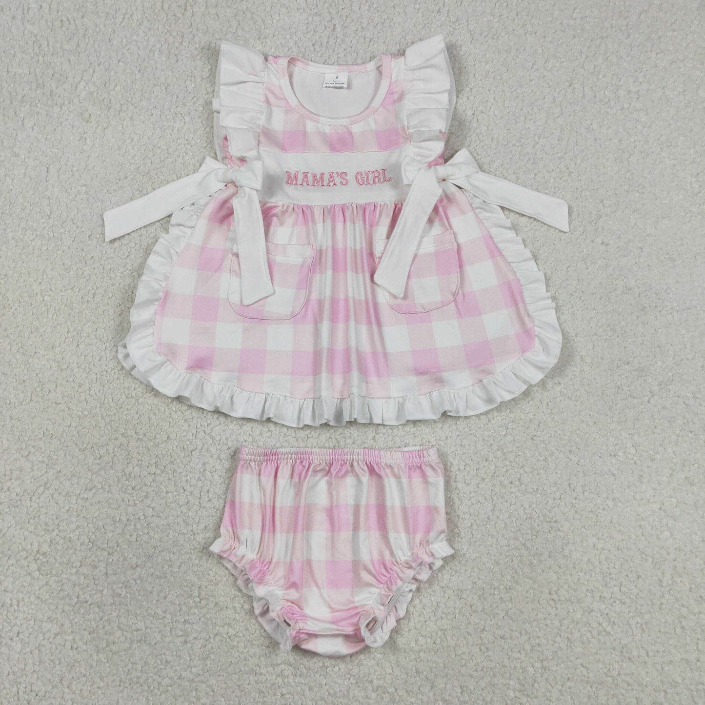 RTS Sibling Pink flutter sleeves floral bow tunic bummies girls outfits