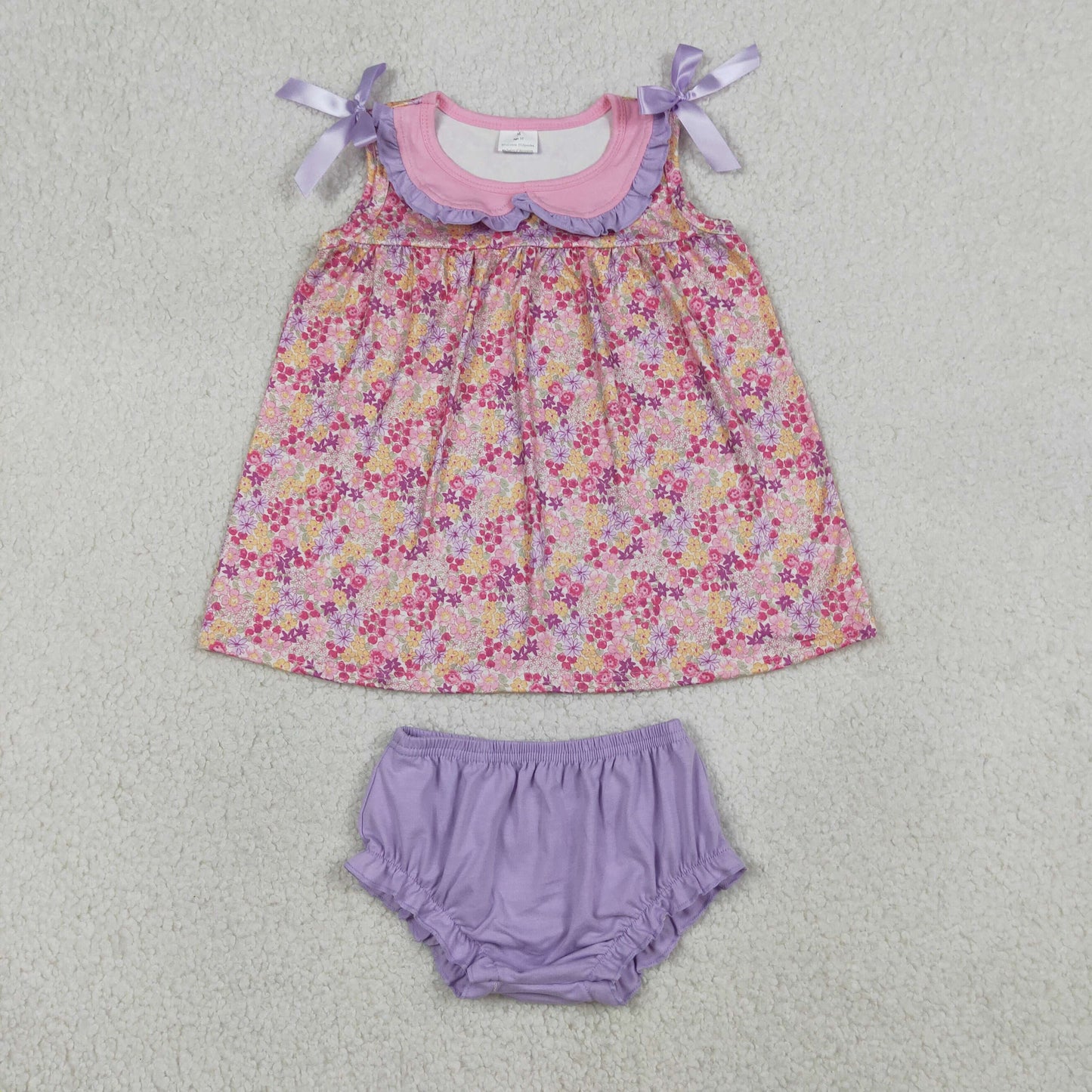 GBO0507 RTS NO MOQ （In stock ）Sleeveless floral tunic bummies baby girls summer clothes