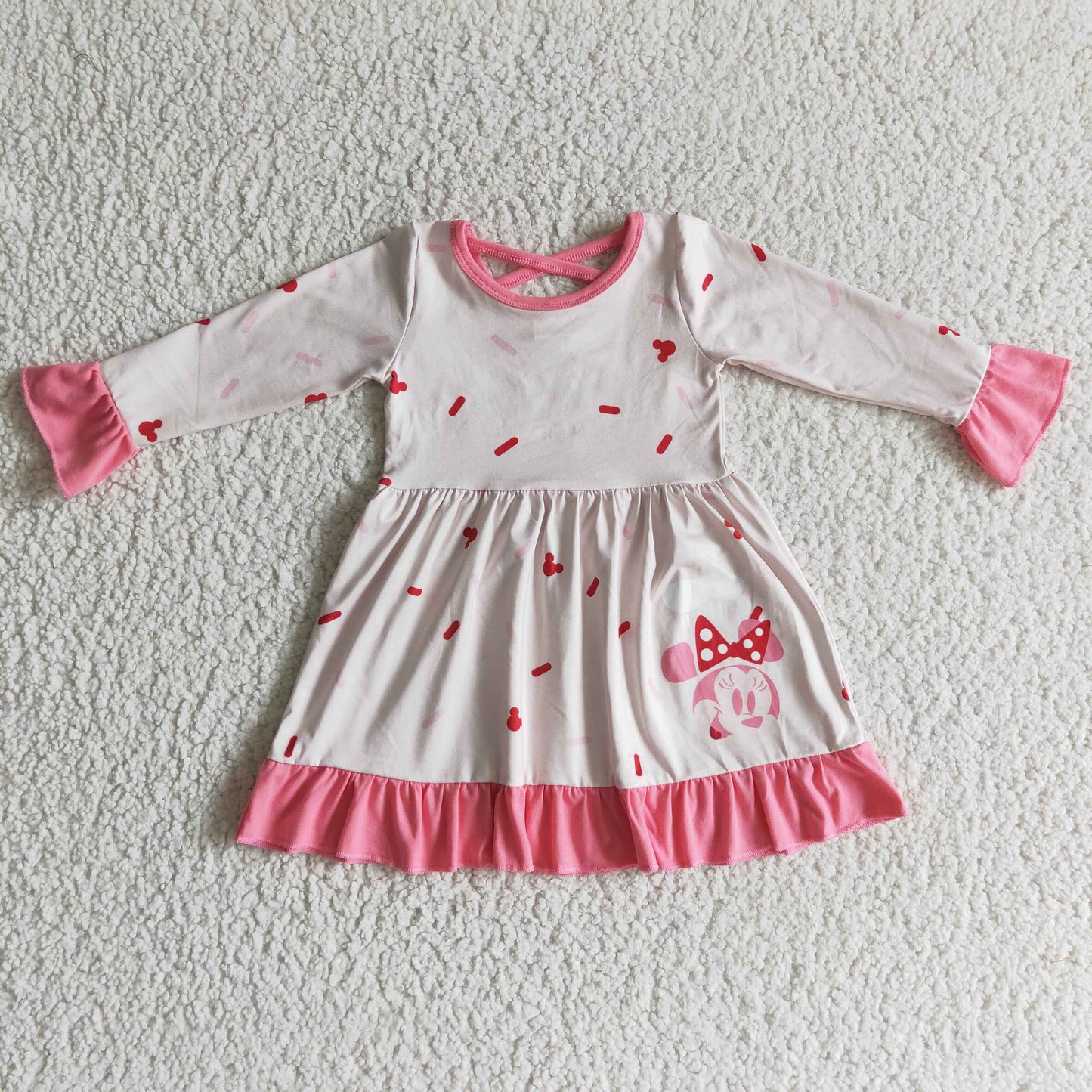 12.13 GLD0096 Baby Girls Winter Dresses Baby Girls cartoon pink long sleeve dresses