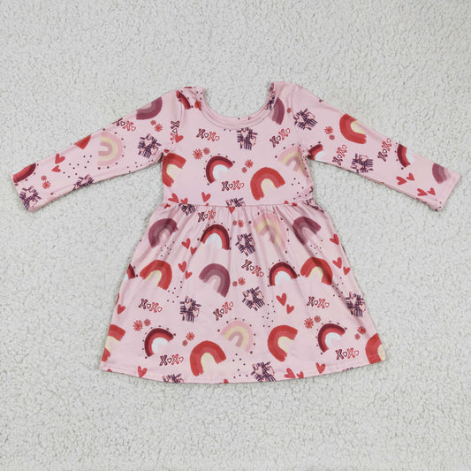 11.8 GLD0178 RTS No Moq Promotion Baby Girls Winter Dress Baby Girls Valentines rainbow Knee Length Dresses
