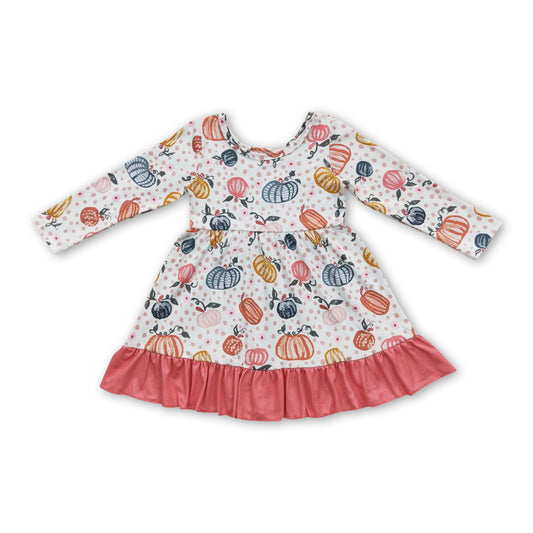GLD0204  Baby Girls Pink Pumpkin Ruffle Knee Length Dresses