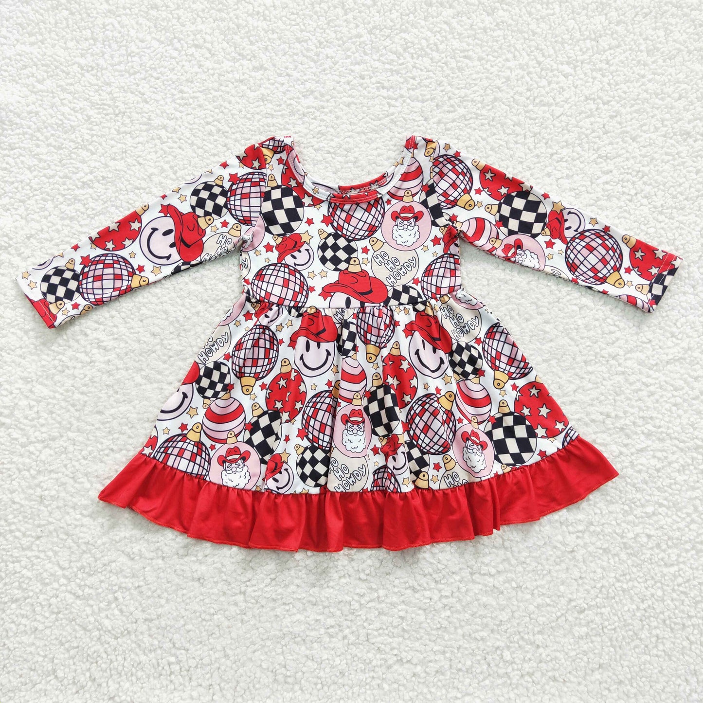 11.22 GLD0209 RTS No Moq Promotion Baby Girls Christmas Ball Red Knee Length Dresses