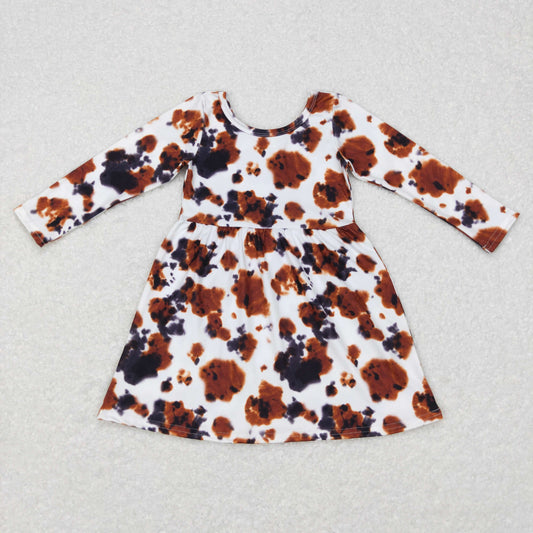 12.2 GLD0226 RTS No Moq Promotion Baby Girls Western Cowhide Knee Length Dresses