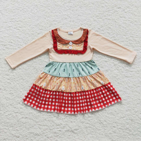 10.29 RST Sibling Baby Girls Candy Cane Stripes Button Christmas Ruffle Knee Length Dresses