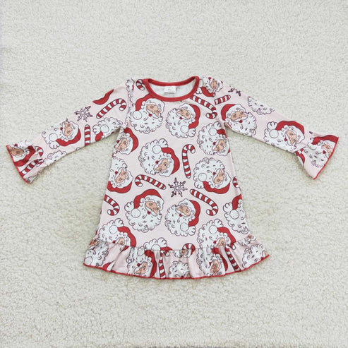 10.30 RST Sibling Baby Girls Santa Candy Cane Plaid Christmas Ruffle Knee Length Dresses