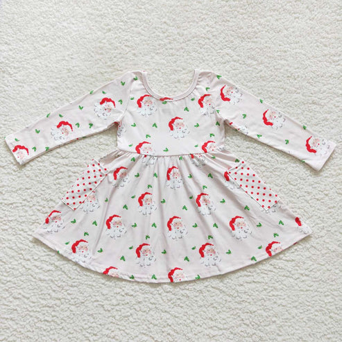 10.30 RST Sibling Baby Girls Santa Candy Cane Plaid Christmas Ruffle Knee Length Dresses